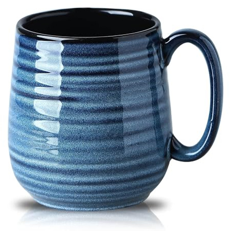HASENSE Coffee Mug, 20 oz Ceramic Coffee Cup for Men and Women, Large Coffee Mug for Latte Coffee Tea Soup for Office and Home, Dishwasher and Microwave Safe, 1 PCS (Blue)