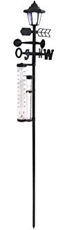 GIGATEMP Solarwetterstation 5in1 mit Solarlampe Gartenthermometer Wetterstation Schwarz