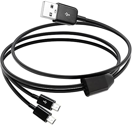 RIIEYOCA Dual Mini USB Splitter Cable,2 in 1 USB 2.0 A male to 2 Mini 5 pin Male Data Sync Charging Cable,Power up to Two Mini USB Devices at Once from a Single USB Port, 1M(Black)