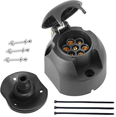DARKGUARD Prise 7Broches Remorque,1 Pièce Prise Attelage 7 Broches 12v,Adaptateur Prise Femelle Auto Remorque Camion,Iso172,Prise 7 Broches Etanche pour Agricole Véhicule,VoitureCaravane (DG76S-1)