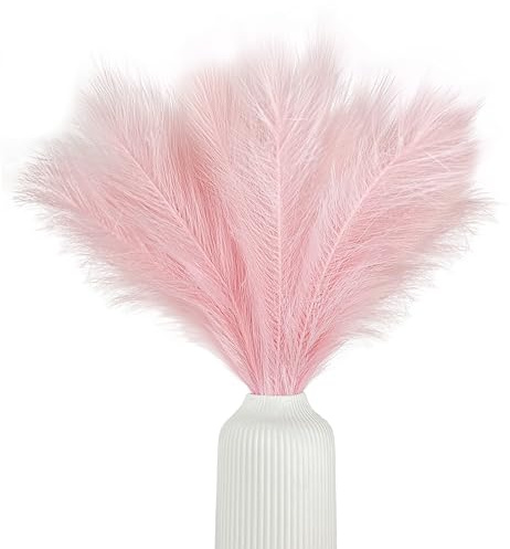 Nina-Marias Deko Gold Pampasgras künstlich Rosa, 5 Stiele, 55 cm | 55 cm Länge, künstliches Pampasgras Wohnzimmer, Trockenblumen für Schlafzimmer, Hochzeit, Boho Deko