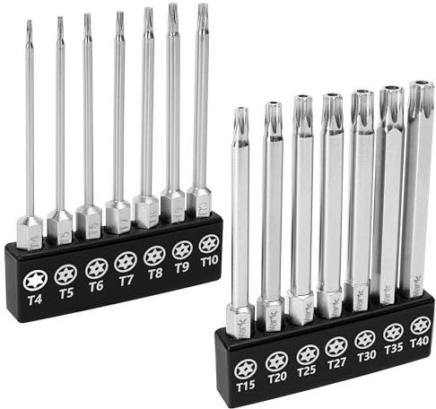 MulWark 14PC Magnetisches Sicherheit Torx Bit Set 3„ lang Tamper Proof Star Schraubendreher Bit Set 1/4“ Sechskantschaft S2 Stahl T4 - T40 Impact Driver Bohrer Bits