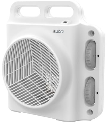 SUPRA SOUFFLEO 2 – Chauffage Soufflant | 2000W | 2 Niveaux de Chaleur | Ventilateur Été | Thermostat Mécanique | IP21 | Sécurité Anti-Surchauffe & Anti-Basculement | Poignées | Range-Cordon