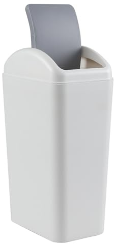 Lesbin 3 Gallon Plastic Trash Can with Swing Lid, Swing Top Garbage Can, Gray