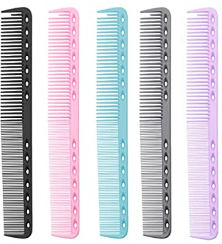 IERCZA Confezione da 5 pettini a doppia estremità per parrucchieri - fibra di carbonio antistatica, pettine da barbiere anti-rottura, pettine per styling e taglio