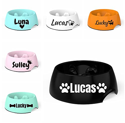 Gamelle à alimentation lente personnalisée pour chien - Gamelle anti-avalation - Gamelle antidérapante en mélamine - Convient pour les chiens de petite, moyenne et grande taille