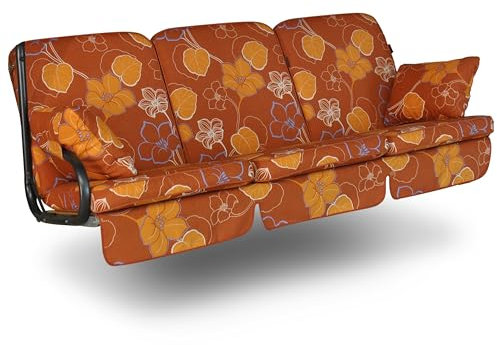 ANGERER Hollywoodschaukel Auflage Comfort – Ersatzauflage für 3-Sitzer Gartenschaukel – Polster für Schaukel zum Sitzen, Liegen & Entspannen, Made in Germany, hochwertiger Stoff, Terra-Orange geblümt