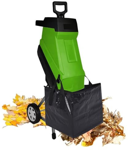 HLGKBY Broyeur de Jardin 2400 W, capacité maximale de 39 mm, boîte de Collecte de 50 L, broyeur Silencieux, Taille de Coupe réglable, broyeurs et broyeurs avec Roue de Transport