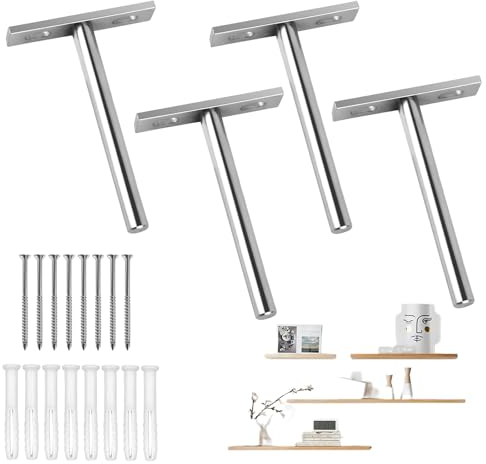 Support Etagere Invisible, Fixation Invisible pour Étagère Mural en Bois, Supports en Métal pour Étagère Flottante, Etagere Murale Fixation Invisible avec Vis de Montage pour bricolage(100MM, 4PCS)