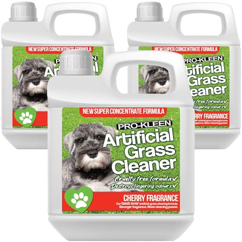Pro-Kleen Artificial Grass Cleaner for Dogs and Pet Friendly Cruelty Free Disinfectant with Deodoriser 4 in 1-10:1 Super Concentrate Makes 30 Litres - (Cherry Fragrance, 3 x 1 Litre)