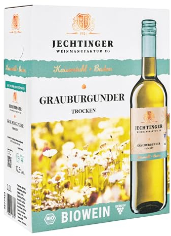 Jechtinger Wein-Box Bio Grauburgunder QbA trocken – Seal of Approval 2025 AWC Vienna – Bio-Weißwein trocken – Badischer Bio-Wein, Anbaugebiet Kaiserstuhl (1 x 3,0 l Bag-in-Box)