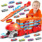 TERRAMUS Dinosaurier Transport Truck Spielzeugauto für Kinder - 3 in 1 Auswurf Folding Track Auto Spielzeug mit 8 Rennwagen, Portable Träger Fahrzeuge Spielzeug Race Cars Set für Jungen 3-5 Jahre alt