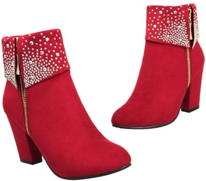 COSMEVIVI Botas De Novia De Tacón Zapatos De Boda Para Mujer Botines Cortos Diseño Elegante y Para Invierno