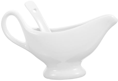 Cabilock Cubo De Jugo De Bistec Jarra De Cerámica Para Salsa Blanca Salsera Pequeña Con Cuchara Para Servir Condimentos Eventos
