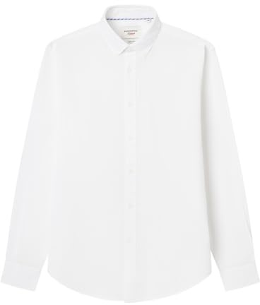 SPRINGFIELD Linne Basic European Flax-skjorta för män, Standard vit, XL