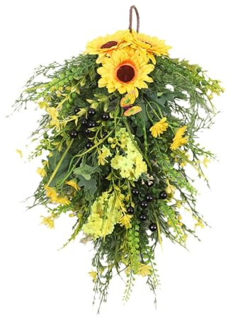Fenteer Künstliche Sonnenblumen-Hyazinthen-Blumengirlande, Länge 50 cm, realistische dekorative Hängegirlande für Neujahr, multifunktional