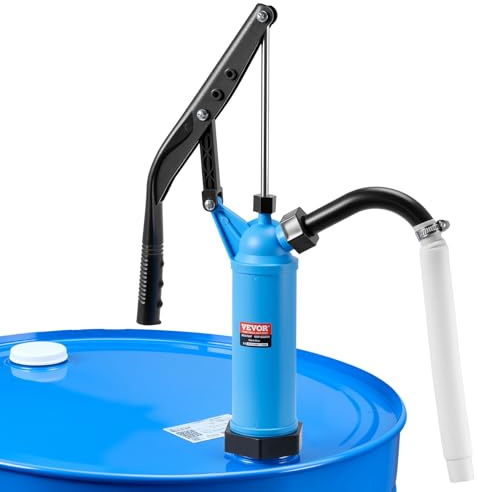 Happybuy Drum Pump - 9.5 oz; Per Stroke; Lever-Action Barrel Type; With 3-Section Suction Tube Assembly & Hose; Fits 5-55 Gallon Drums; Hand Operated for Transferring Water, Alcohol, Corrosive Liquids