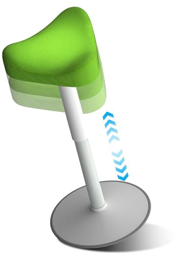 Sgabello ergonomico da ufficio regolabile in altezza (58-82 cm), sgabello oscillante con effetto oscillante, sgabello con base in gomma, girevole a 360° e antiscivolo, protezione antiribaltamento
