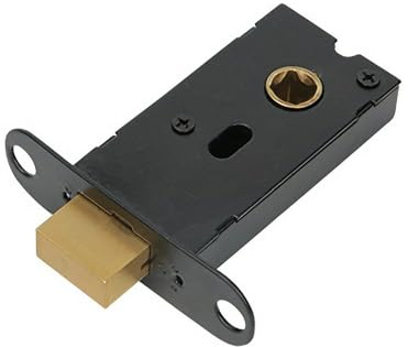 Bathroom Door Lock, Toilet Doors Deadbolt Lock, Internal Door Locks, Flat Tubular Mortice Latch, Dark Metallic Finish and Brass Locks Heart, for Timber Doors Or Gates On Outbuildings