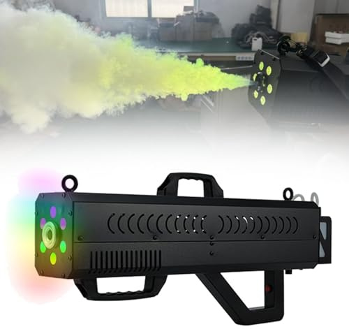 Pistolet à fumée for fête, machine à brouillard d'ambiance à LED, canon à fumée portatif for Halloween effrayant, spectacles sur scène et soirées en boîte(Black)