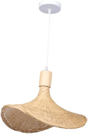 FONDOTIN Suspension Bambou Artisanale Plafonnier Chapeau De Paille Style Chinois Luminaire Intérieur Pour Chambre