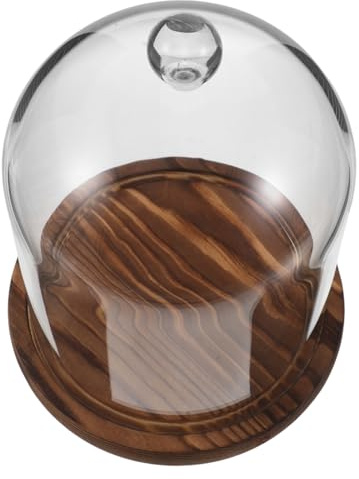 Ciieeo Ewiger Blumen glasdom mit Staubschutz Antike Glasglocke mit Holzsockel Staubdichte Cloche für Blumendekoration und Kerzenlöschfunktion Vielseitig für Zuhause Büro Hochzeit