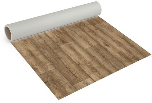 Internethandel Pfordt CV Bodenbelag Holz Antique Oak, 350x200 cm, pflegeleichter PVC Vinylboden, Meterware für Küche und Wohnzimmer