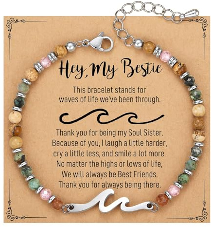 Rainway Perlen Armbänder für Frauen, Wellen Freundschaftsarmbänder, Naturstein Perlenarmband Geschenk für Beste Freundin, Inspirierender Schmuck als Geburtstagsgeschenk, Weihnachts Geschenk