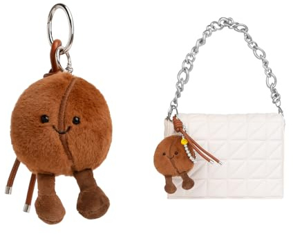 XIXIAOYAN Cute Coffee Bean Plush Keychain - 4.7in Adorable Smiling Face bag charm with Soft Stuffed Design | Purse Keychain for Women, Bag Charms for Handbags & Backpack Accessories