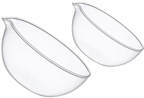 HIAKDOFT 2Pcs Heat-Resistant Glass Seasoning Dishes Mini Ceramic Appetizer Plates with Pouring Spout Microwave Safe Bowls for Kitchen Baking and Dining Use
