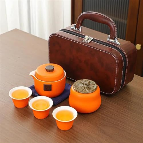 Juego De Té Para Adultos Juego Té Viaje Cerámica Negra Una Maceta Portátil Tres Tazas Taza Exprés Kung Fu Regalo Negocios Oficina Juegos De Té Portátiles(C)