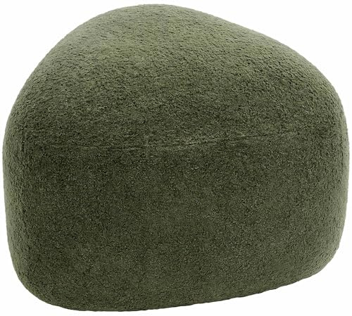 CLP Sitzhocker oval Alfrisa, Polsterhocker mit Teddystoff, Fußhocker gepolstert für Wohnzimmer und Schlafzimmer, Holzgestell stabil, Farbe:dunkelgrün