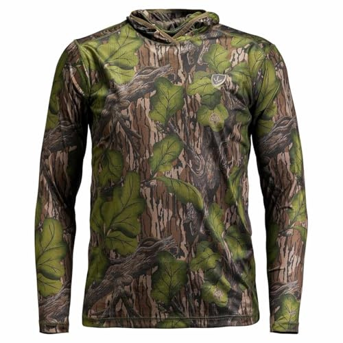 BLOCKER OUTDOORS Finisher Lightweight Performance Hoodie - Breathable Spring Turkey Hunting Hoodie with Facemask (US, Alpha, Large, Regular, Regular, MO Full Foliage)