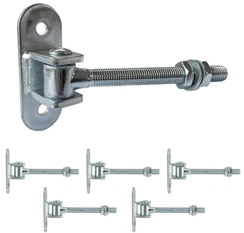 Lot de 6 Charnières Réglables - Filetage M16 - Acier galvanisée - Charnières de porte et portail de Jardin