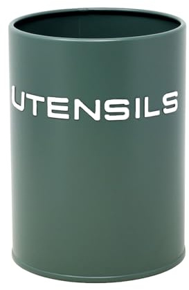 UNIQUE HOME LIVING Utensil Holder, 15cm Retro Kitchen Accessories Utensils Crock Storage Holder for Knives Forks Spoon Spatula, Small Utensil Organiser Pot for Kitchen Countertop, Sage Green
