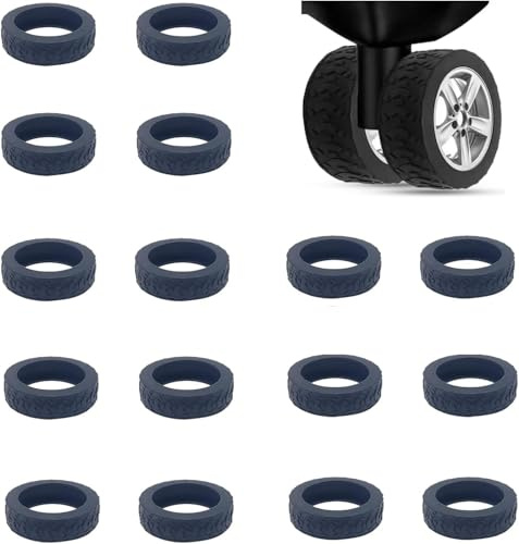 XIANCO Coperture protettive in silicone per bagagli, 16 pezzi, colore nero, assorbimento degli urti, per trolley, valigie, ruote girevoli