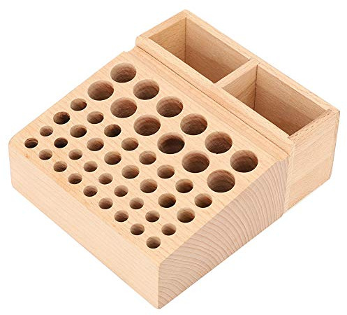 ZAICOLER Portautensili con Portacoltelli in Legno Massello per Punzoni Artigianali in Pelle, Perfetta per lo Stoccaggio Professionale in Burlywood di Faggio (Portaoggetti 48 fori)