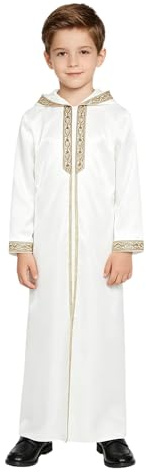 Kaerm Boys Dubai Abaya Islamic Arabic Middle East Loose Kaftan Robe Zipper Front Prayer Thobes Dress