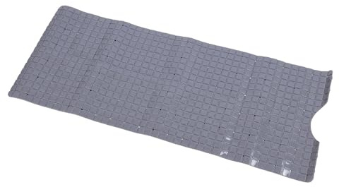 Riuulity Tappetino per Vasca Grande Antiscivolo con Fori di Drenaggio Rapido, Fondo a Ventosa per Vasca da Bagno Doccia 39,4x15,7 Pollici (GREY)