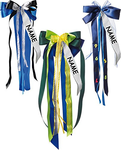 alles-meine.de GmbH große 3-D Schleife - incl. Name/Text - 23 cm breit u. 50 cm lang - für Jungen/z.B. Schultüten Zuckertüten Geschenke - blau grün rot Schultütenschleife Sch..