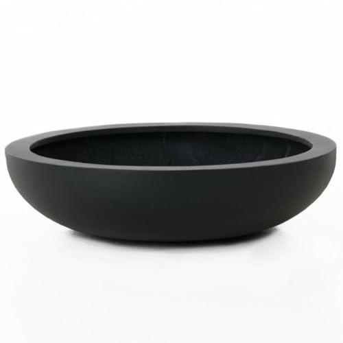 VIVANNO Pflanzschale Blumenschale Dekoschale Fiberglas anthrazit robust langlebig 14 x 54 cm