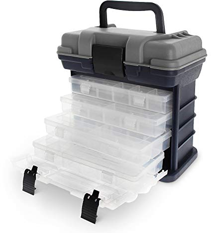 Angelkoffer mit 4 Aufbewarhungsbox für Angelzubehör und Köder