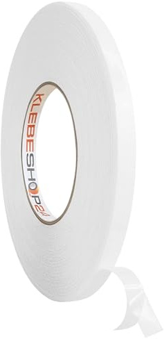 KLEBESHOP24 doppelseitiges Klebeband transparent 6 mm x 50 m | dünn, hitze- & UV-beständig - für Montage, Heimwerk, DIY