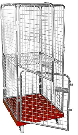 Rollbehälter 1600 mm verzinkt mit 2-teiliger Tür u. klappb. Zwischenboden Antidiebstahl
