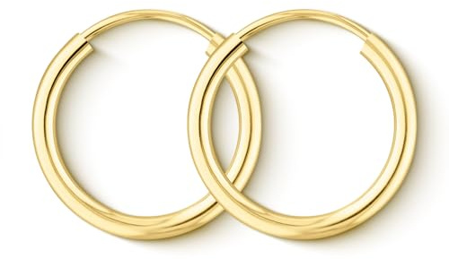 EDELIND Creolen Gold 333 585 Echtgold 15 mm - feine Ohrringe Damen 2 mm breit, auch 375 750 Gelbgold - mit edler Geschenkbox