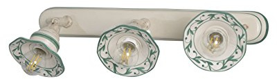 VANNI LAMPADARI - Applique da Parete Interno Edera - Lampada da Parete Orientabile 3 Luci in Ceramica Decorata a Mano - Applique Camera da Letto - Bagno - Cucina – Soggiorno, Verde