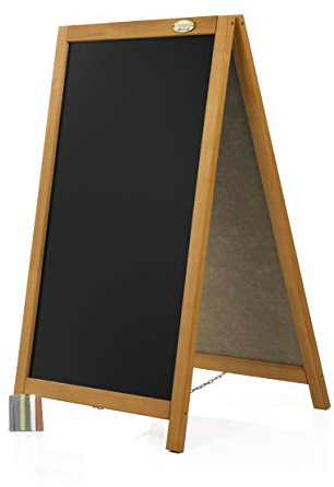 AZZAP Kundenstopper WETTERFEST P 93cm Holz Tafel Aufsteller Werbetafel Standtafel Schreibtafel Holztafel Werbung Mahagoni