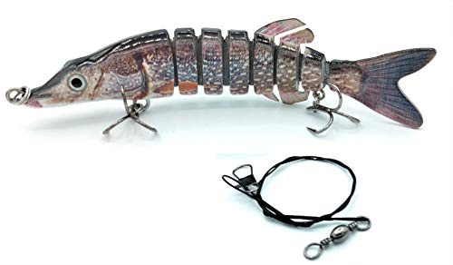 SIMSA-Expert Hecht Wobbler | Swimbait Kunstköder Shad (13cm, 23g) | Stahlvorfach (30cm) Set für Barsch Zander