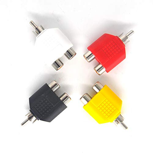 Padarsey RCA Y Splitter Adapter 2 Buchse auf 1 Stecker für Audio Video AV TV Kabel Konvertierung, 4 Stück