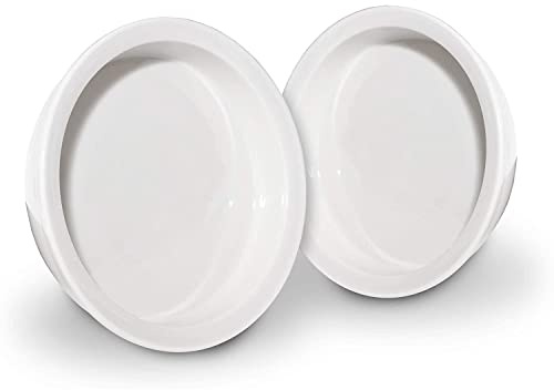 Pfotenolymp® 2 x Katzennapf für Futterstation aus Bambus - Futternapf aus Porzellan - erhöhtes Napf-Set - Fressnapf hoch - Zwei Katzennäpfe